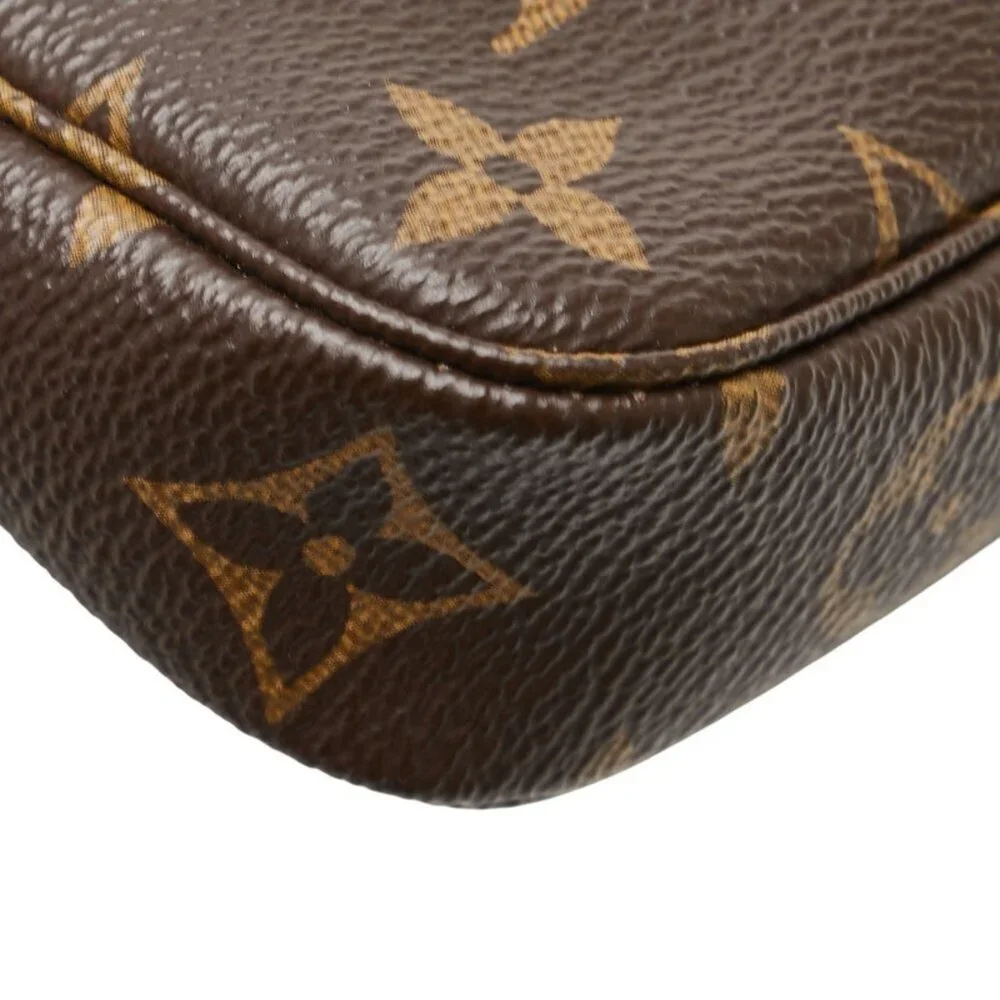 LOUIS VUITTON Authentic Brown Monogram Leather Pochette Mini Bag - Picture 8 of 14